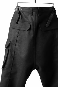 画像をギャラリービューアに読み込む, ISAMU KATAYAMA BACKLASH LOW CROTCH CARGO PANTS / CASHMERE WOOL MELTON (BLACK)
