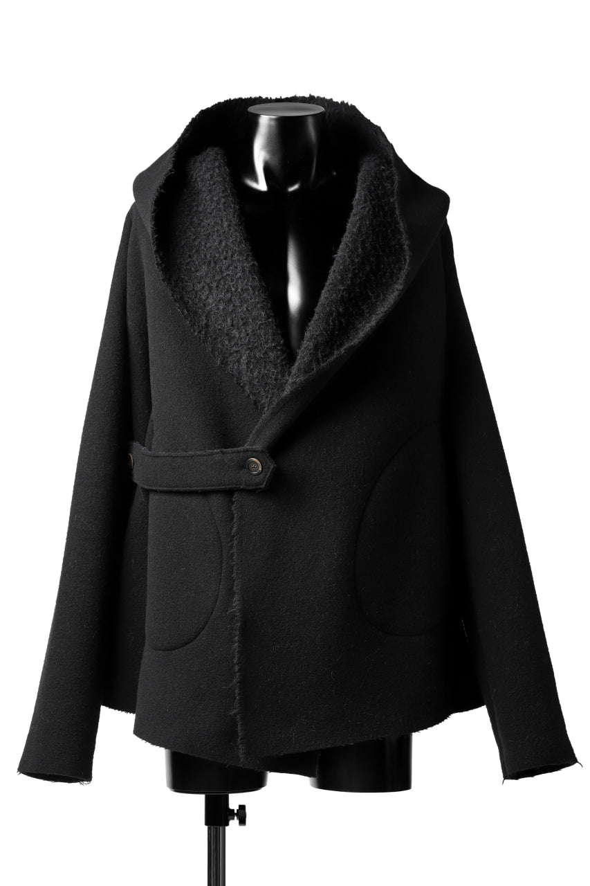 画像をギャラリービューアに読み込む, forme d'expression Hooded Cardigan Jacket (Black)