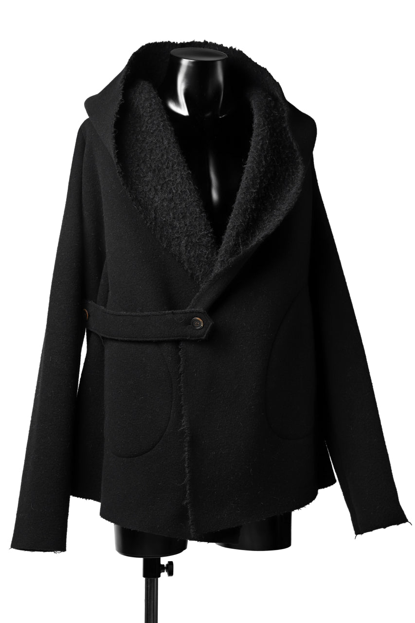 画像をギャラリービューアに読み込む, forme d'expression Hooded Cardigan Jacket (Black)