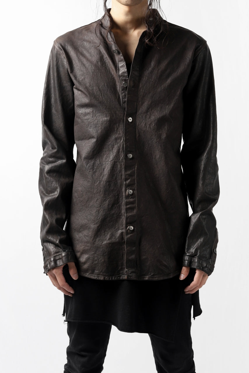 Load image into Gallery viewer, ISAMU KATAYAMA BACKLASH exclusive LEATHER SHIRT / ITALY SHOULDER 0.6mm (DARK GREY)