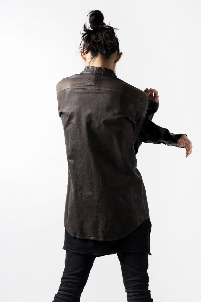 Load image into Gallery viewer, ISAMU KATAYAMA BACKLASH exclusive LEATHER SHIRT / ITALY SHOULDER 0.6mm (DARK GREY)
