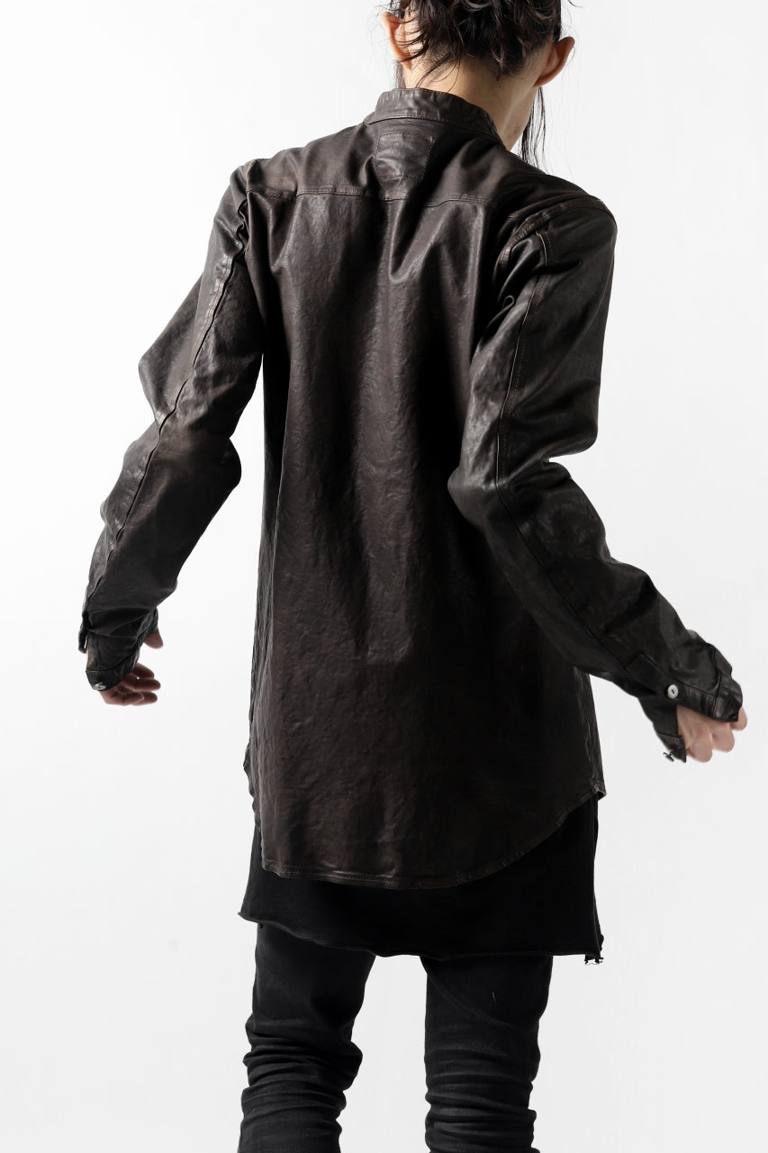 Load image into Gallery viewer, ISAMU KATAYAMA BACKLASH exclusive LEATHER SHIRT / ITALY SHOULDER 0.6mm (DARK GREY)
