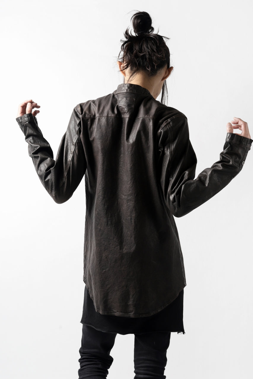 Load image into Gallery viewer, ISAMU KATAYAMA BACKLASH exclusive LEATHER SHIRT / ITALY SHOULDER 0.6mm (DARK GREY)
