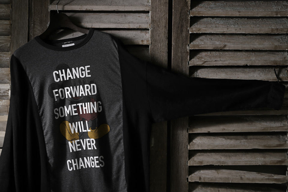 画像をギャラリービューアに読み込む, CHANGES VINTAGE REMAKE LONG SLEEVE SHIRT TOPS (GREY x BLACK #MICKEY)