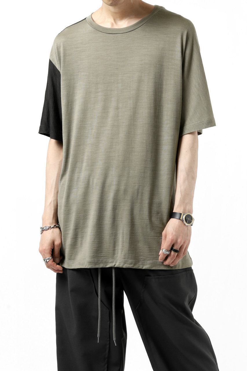 画像をギャラリービューアに読み込む, CAPERTICA ASYMMETRY BI COLOR TEE / SUPER120S WASHABLE WOOL (SEPIA)