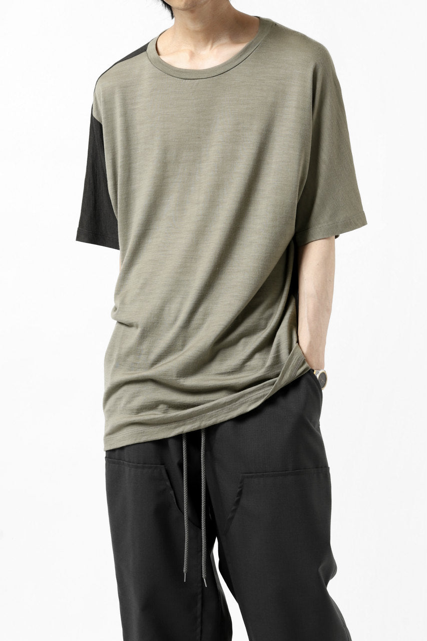 画像をギャラリービューアに読み込む, CAPERTICA ASYMMETRY BI COLOR TEE / SUPER120S WASHABLE WOOL (SEPIA)