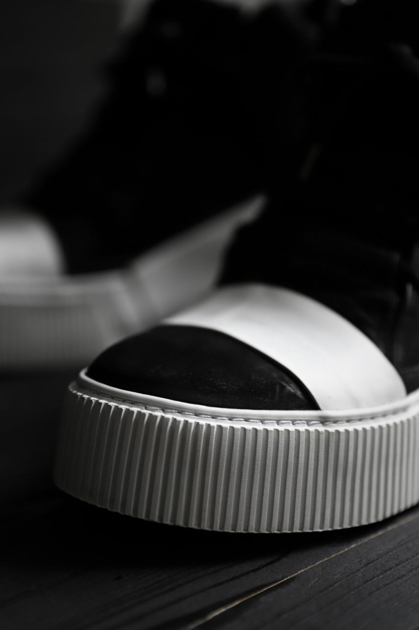 画像をギャラリービューアに読み込む, BORIS BIDJAN SABERI HORSE LEATHER MID CUT SNEAKER / WASHED & HAND TREATED "BAMBA1.1-SIN" (BLACK x WHITE)