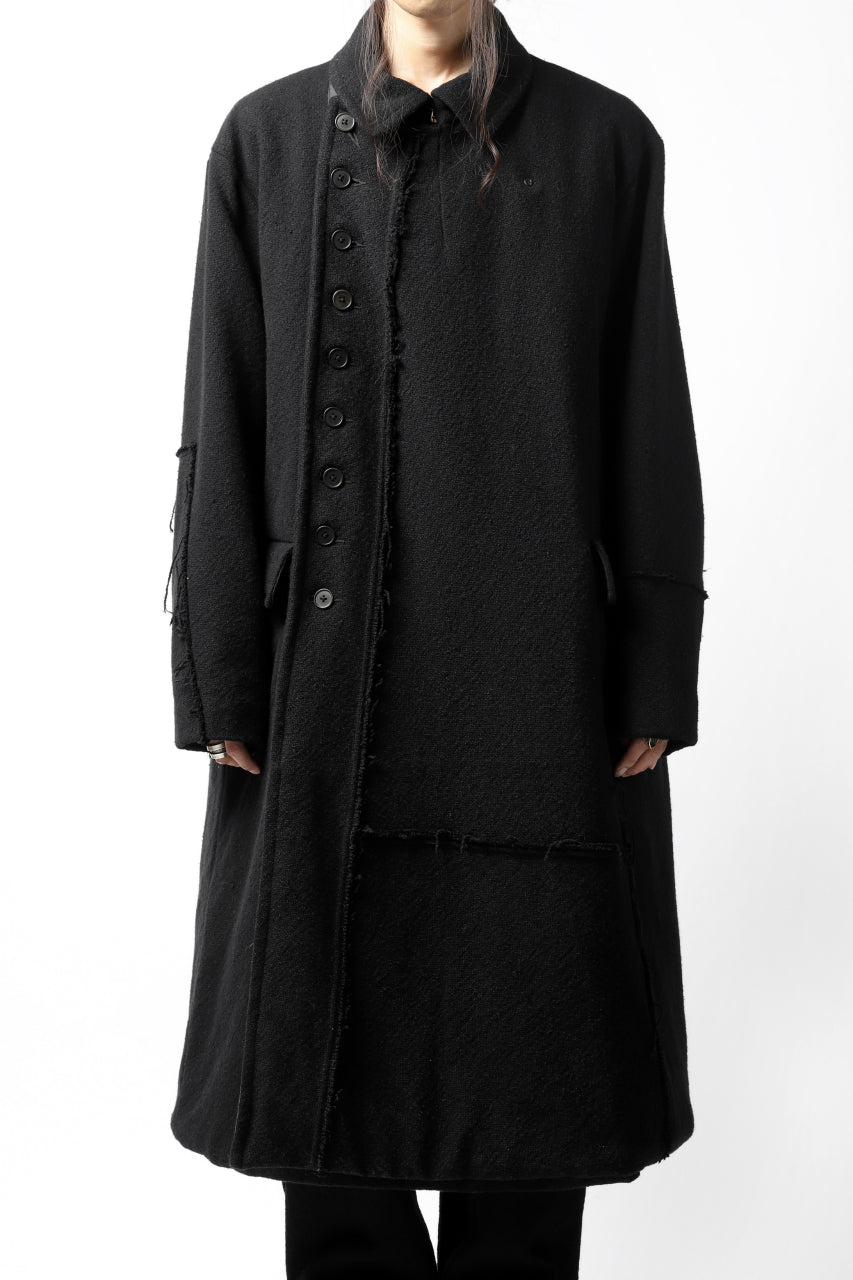 画像をギャラリービューアに読み込む, KLASICA HM-C DOUBLE BREASTED COAT with BONDED LINING / WOOLxSILK BOLD DUNGAREES (BLACK)