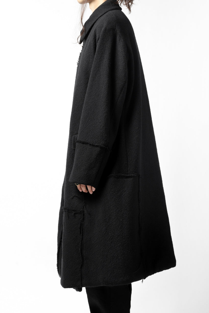 画像をギャラリービューアに読み込む, KLASICA HM-C DOUBLE BREASTED COAT with BONDED LINING / WOOLxSILK BOLD DUNGAREES (BLACK)