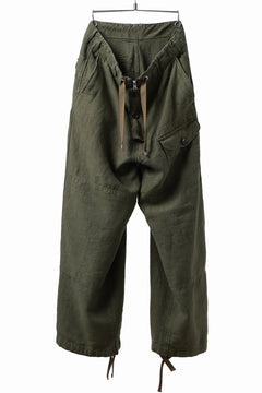 Load image into Gallery viewer, ISAMU KATAYAMA BACKLASH MILITARY TROUSERS / GARMENT NATURAL DYED LINEN CANVAS (KHAKI)