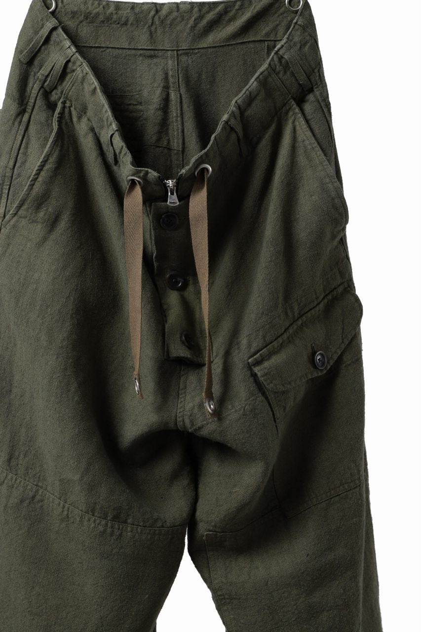 Load image into Gallery viewer, ISAMU KATAYAMA BACKLASH MILITARY TROUSERS / GARMENT NATURAL DYED LINEN CANVAS (KHAKI)