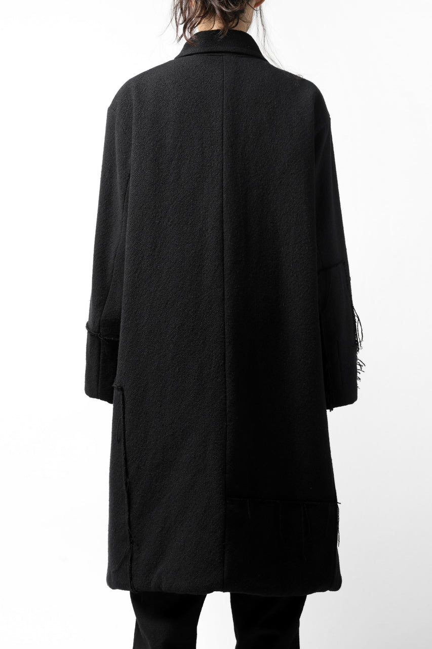 画像をギャラリービューアに読み込む, KLASICA HM-C DOUBLE BREASTED COAT with BONDED LINING / WOOLxSILK BOLD DUNGAREES (BLACK)