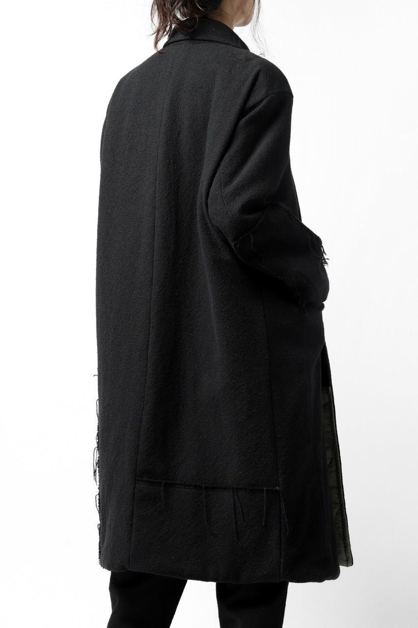 画像をギャラリービューアに読み込む, KLASICA HM-C DOUBLE BREASTED COAT with BONDED LINING / WOOLxSILK BOLD DUNGAREES (BLACK)