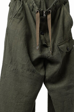 画像をギャラリービューアに読み込む, ISAMU KATAYAMA BACKLASH MILITARY TROUSERS / GARMENT NATURAL DYED LINEN CANVAS (KHAKI)