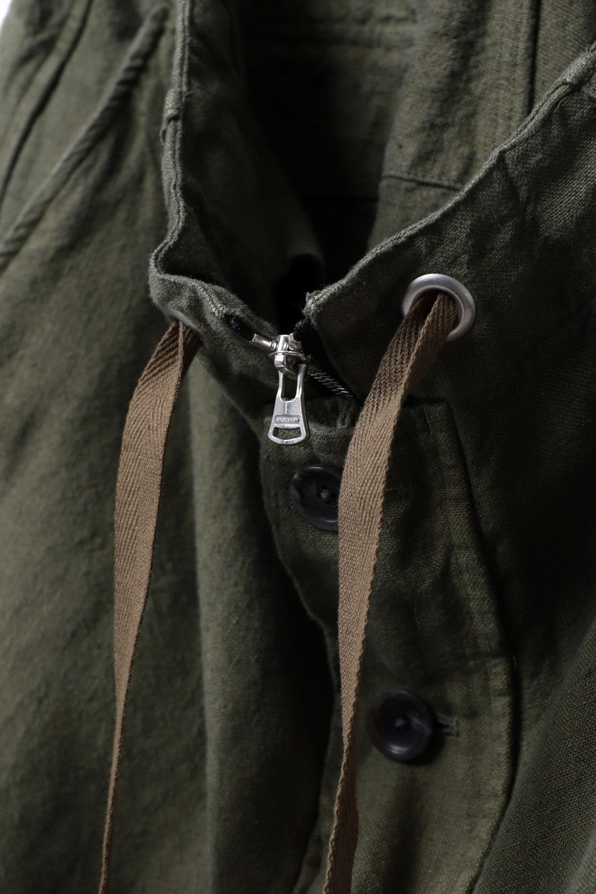 Load image into Gallery viewer, ISAMU KATAYAMA BACKLASH MILITARY TROUSERS / GARMENT NATURAL DYED LINEN CANVAS (KHAKI)