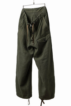 Load image into Gallery viewer, ISAMU KATAYAMA BACKLASH MILITARY TROUSERS / GARMENT NATURAL DYED LINEN CANVAS (KHAKI)