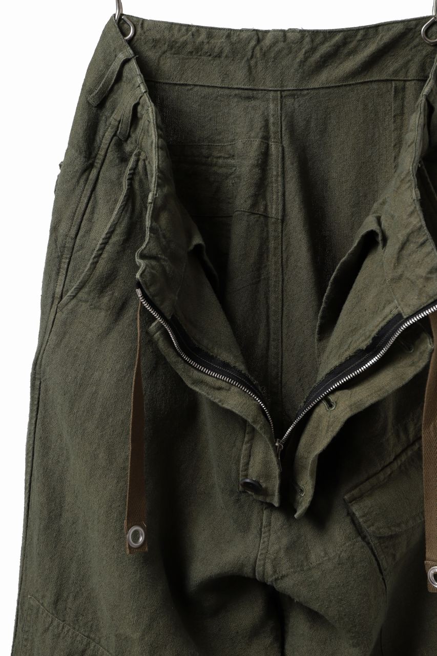 Load image into Gallery viewer, ISAMU KATAYAMA BACKLASH MILITARY TROUSERS / GARMENT NATURAL DYED LINEN CANVAS (KHAKI)