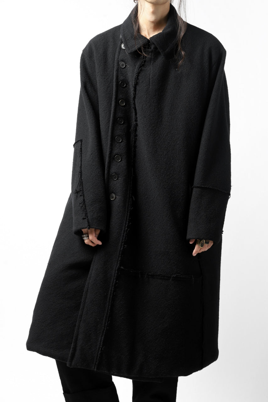 画像をギャラリービューアに読み込む, KLASICA HM-C DOUBLE BREASTED COAT with BONDED LINING / WOOLxSILK BOLD DUNGAREES (BLACK)