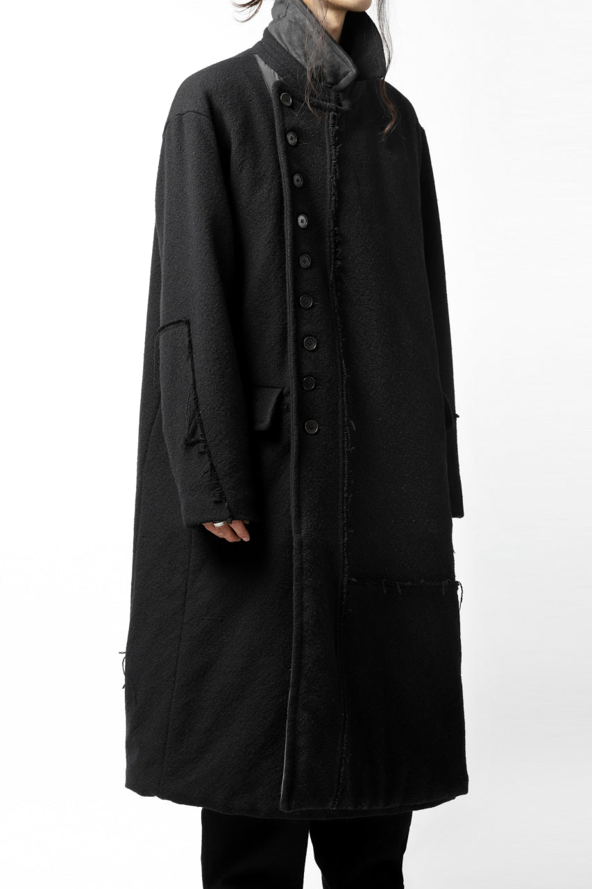 画像をギャラリービューアに読み込む, KLASICA HM-C DOUBLE BREASTED COAT with BONDED LINING / WOOLxSILK BOLD DUNGAREES (BLACK)