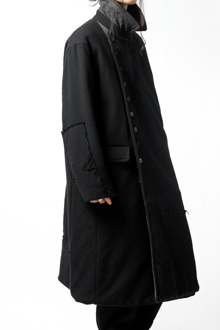 画像をギャラリービューアに読み込む, KLASICA HM-C DOUBLE BREASTED COAT with BONDED LINING / WOOLxSILK BOLD DUNGAREES (BLACK)