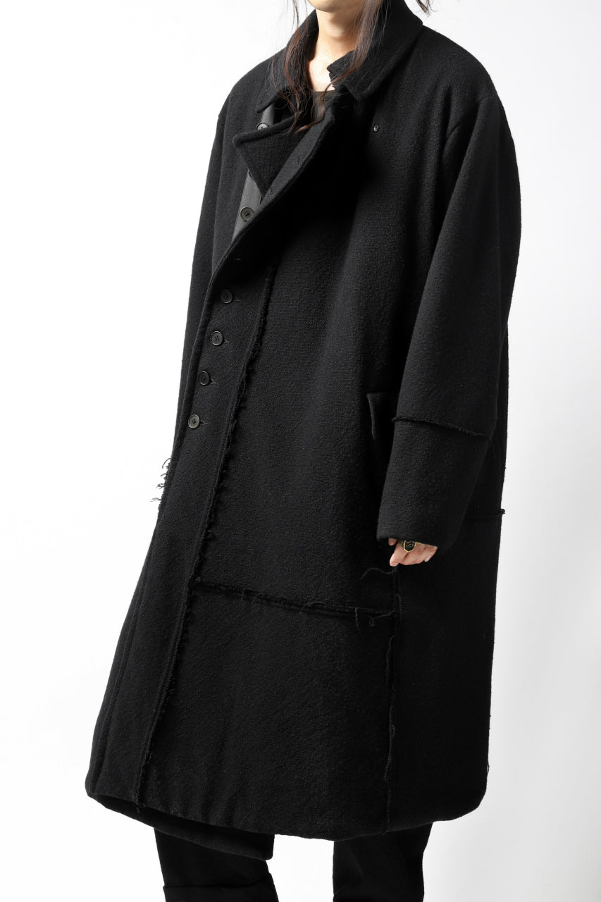 画像をギャラリービューアに読み込む, KLASICA HM-C DOUBLE BREASTED COAT with BONDED LINING / WOOLxSILK BOLD DUNGAREES (BLACK)