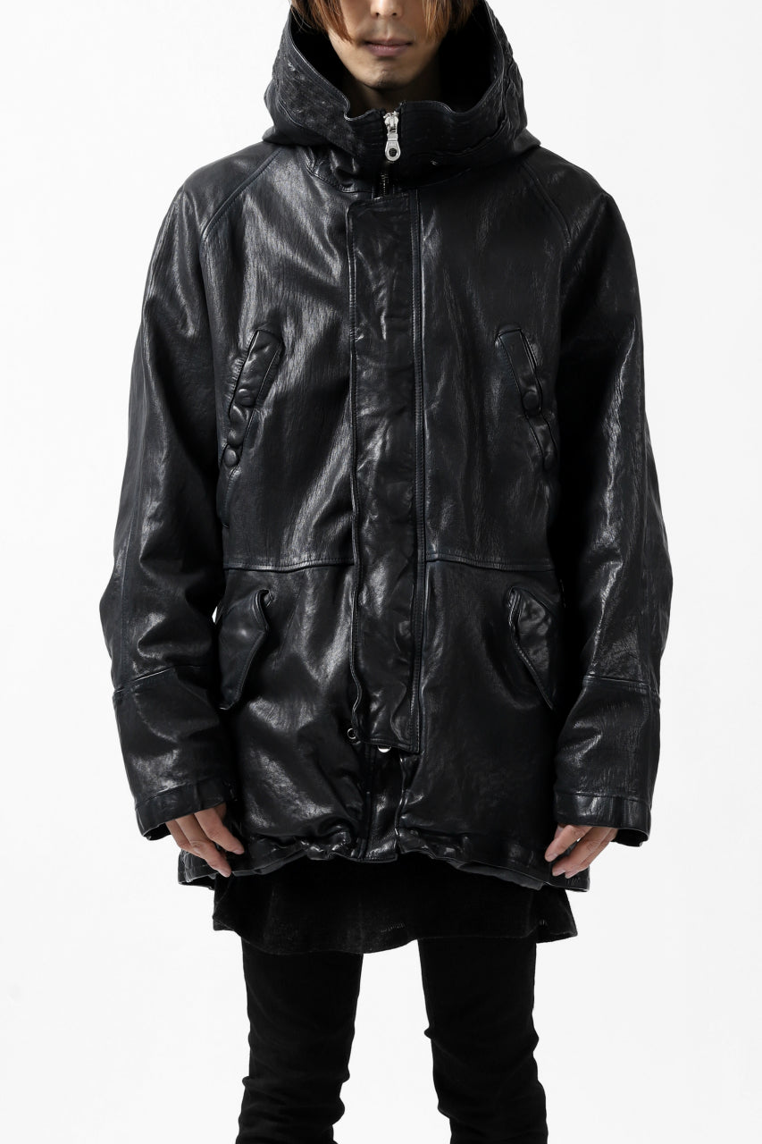 Load image into Gallery viewer, ISAMU KATAYAMA BACKLASH N-3B FLIGHT JACKET / GOAT LEATHER (GARMENT + SPRAY DYED BLACK)