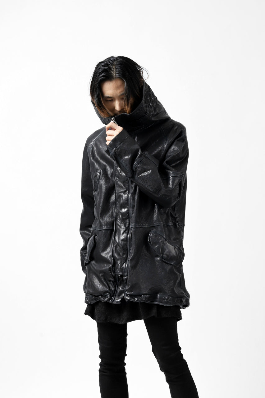 Load image into Gallery viewer, ISAMU KATAYAMA BACKLASH N-3B FLIGHT JACKET / GOAT LEATHER (GARMENT + SPRAY DYED BLACK)