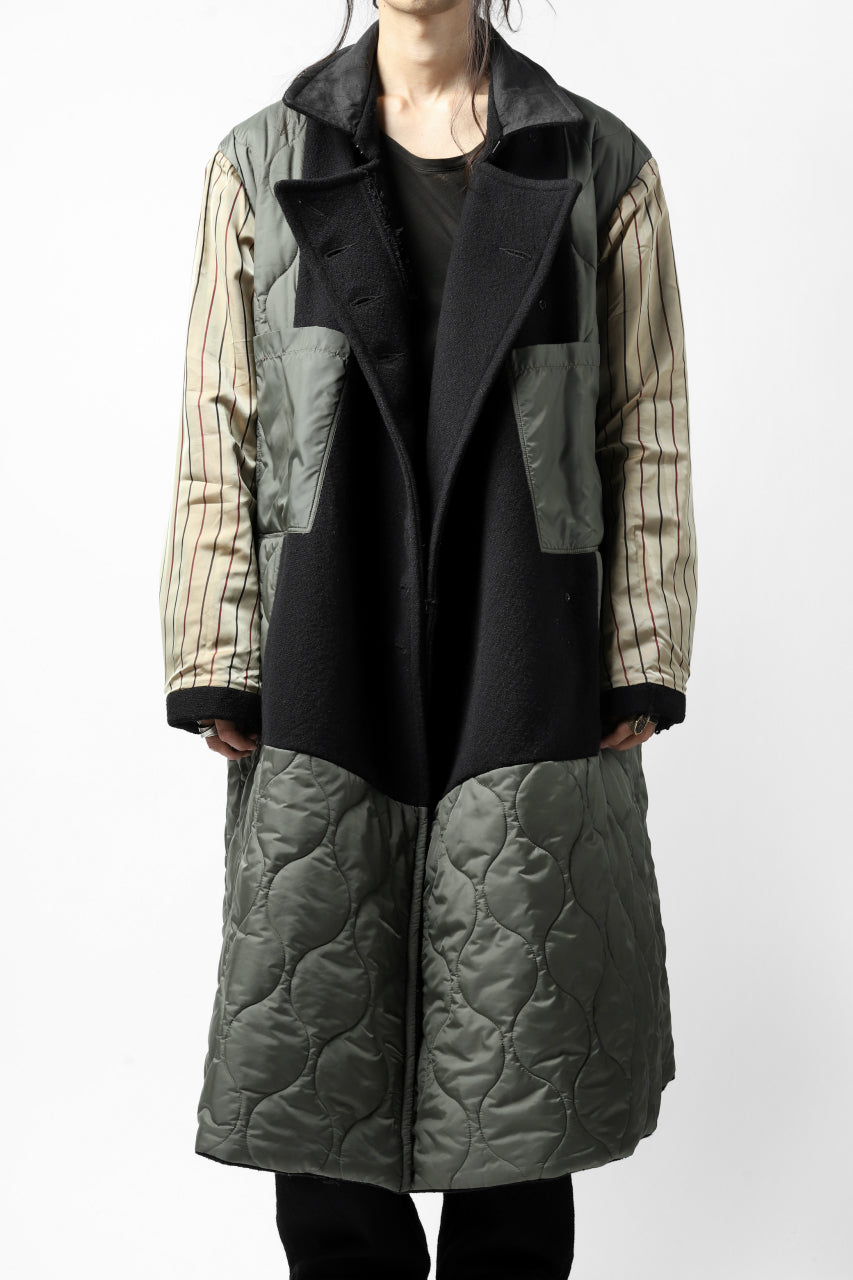 画像をギャラリービューアに読み込む, KLASICA HM-C DOUBLE BREASTED COAT with BONDED LINING / WOOLxSILK BOLD DUNGAREES (BLACK)