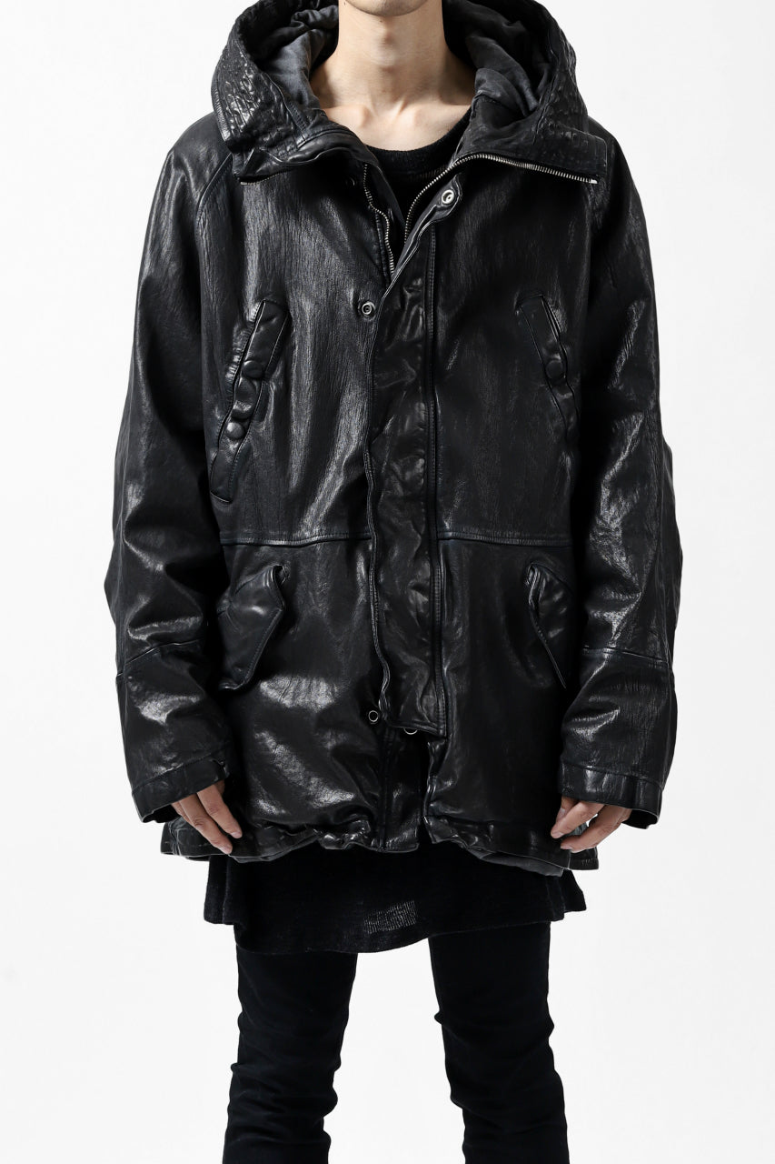 Load image into Gallery viewer, ISAMU KATAYAMA BACKLASH N-3B FLIGHT JACKET / GOAT LEATHER (GARMENT + SPRAY DYED BLACK)