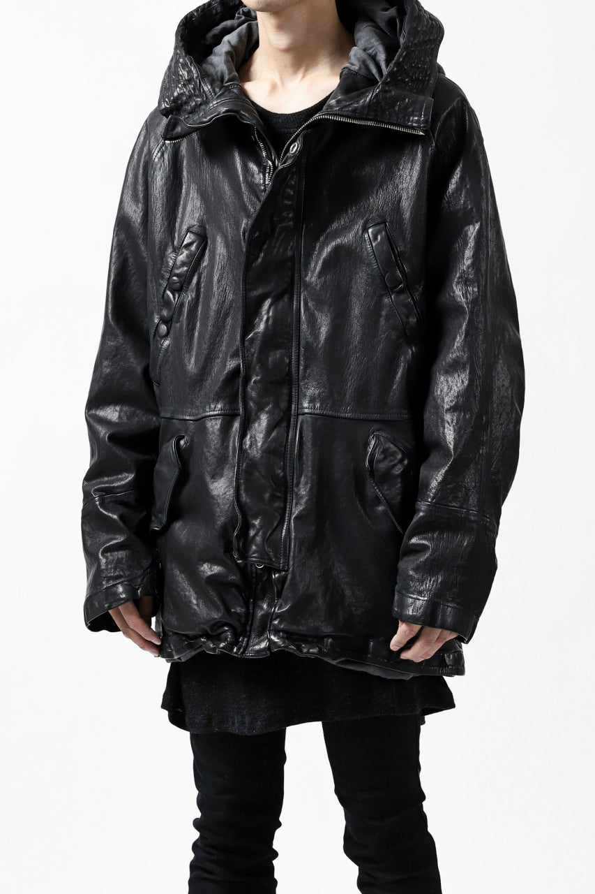 Load image into Gallery viewer, ISAMU KATAYAMA BACKLASH N-3B FLIGHT JACKET / GOAT LEATHER (GARMENT + SPRAY DYED BLACK)