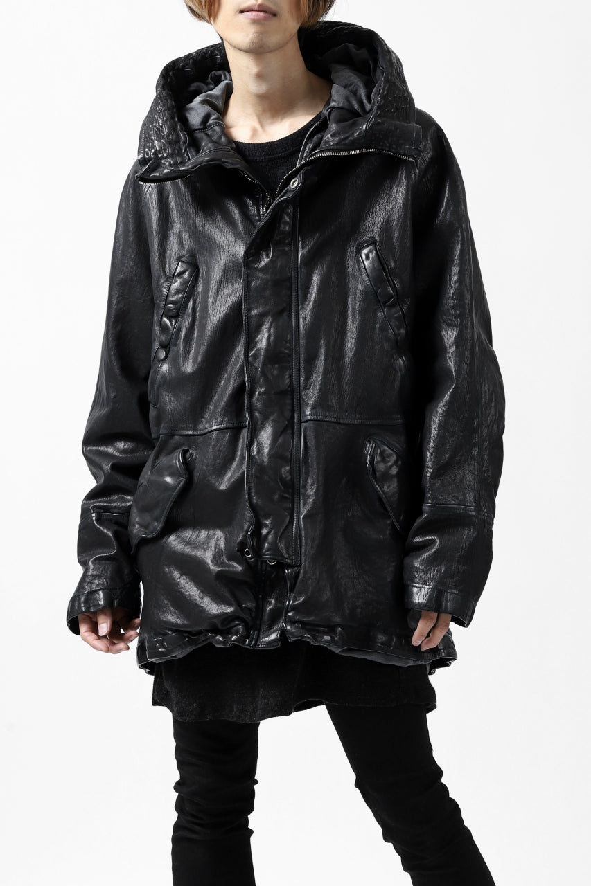 Load image into Gallery viewer, ISAMU KATAYAMA BACKLASH N-3B FLIGHT JACKET / GOAT LEATHER (GARMENT + SPRAY DYED BLACK)