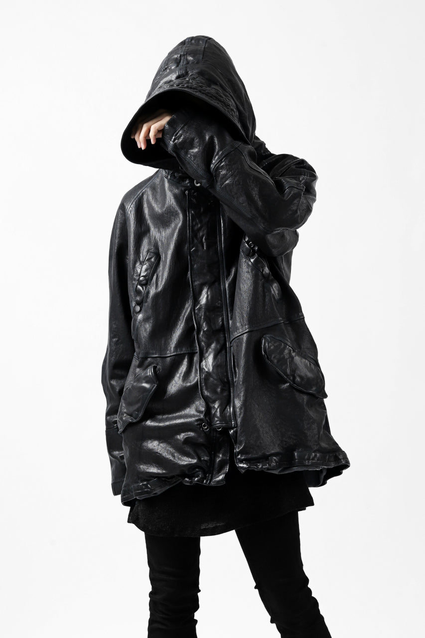 Load image into Gallery viewer, ISAMU KATAYAMA BACKLASH N-3B FLIGHT JACKET / GOAT LEATHER (GARMENT + SPRAY DYED BLACK)