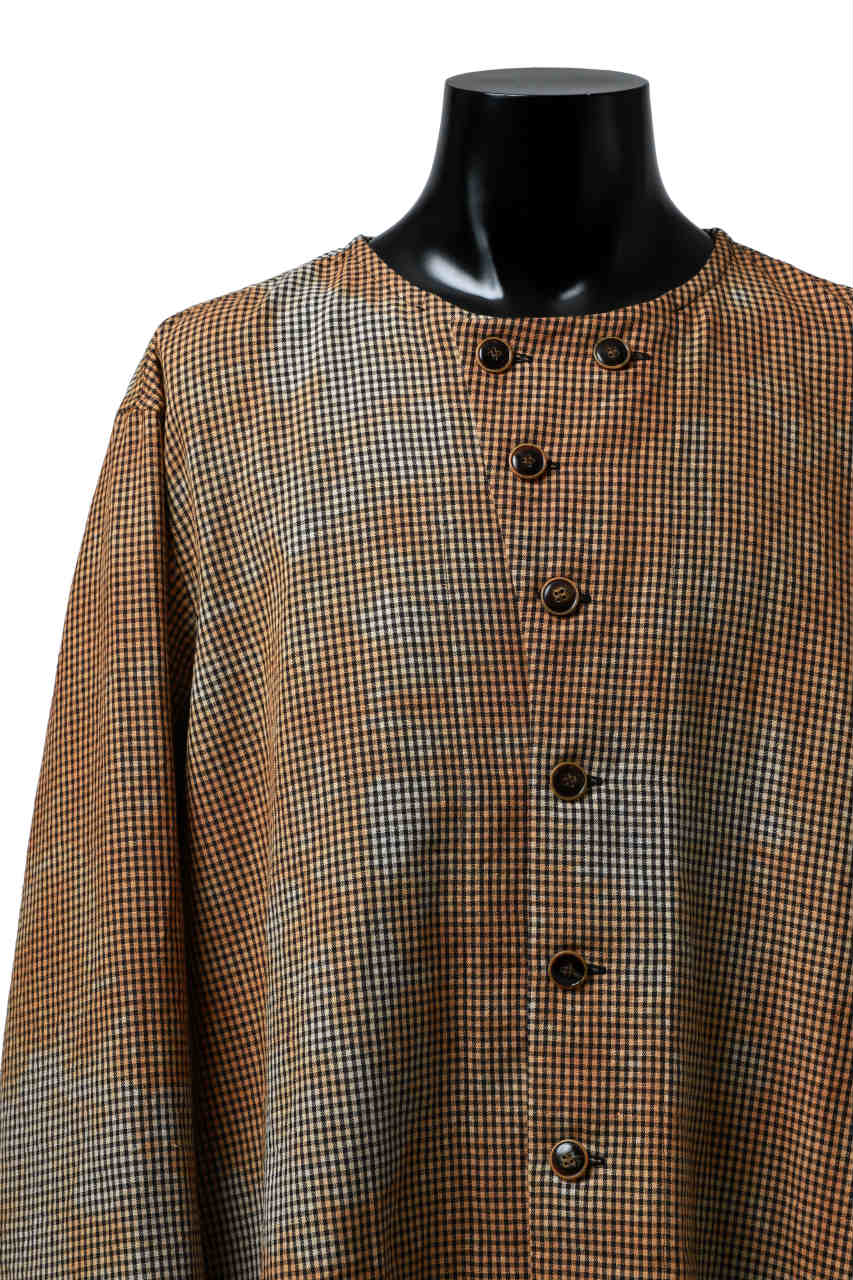 画像をギャラリービューアに読み込む, YUTA MATSUOKA exclusive round neck shirt / mottled dyeing dead stock woven (gingham check)