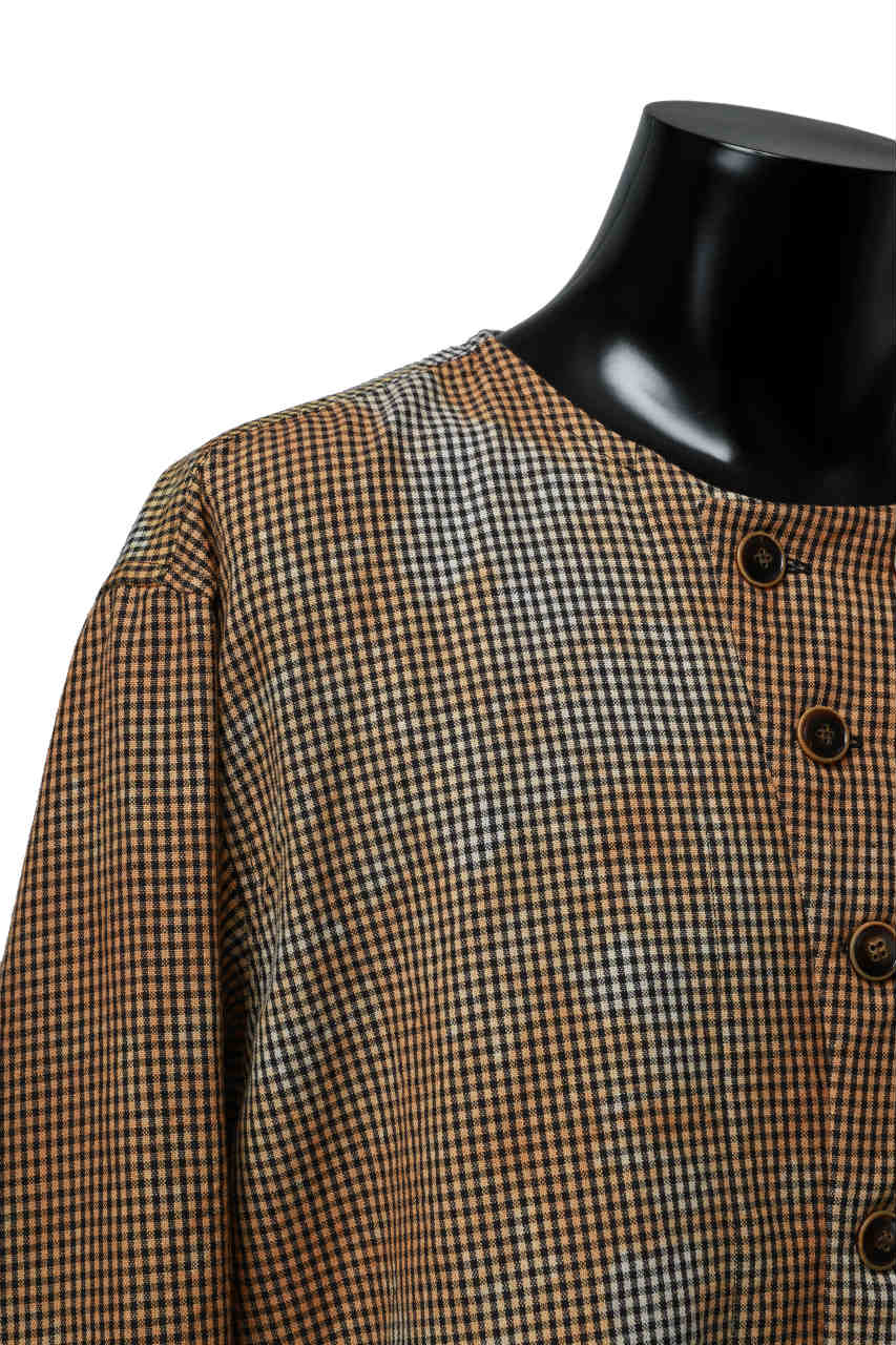 画像をギャラリービューアに読み込む, YUTA MATSUOKA exclusive round neck shirt / mottled dyeing dead stock woven (gingham check)