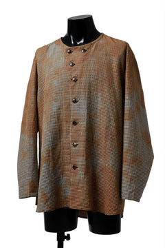 画像をギャラリービューアに読み込む, YUTA MATSUOKA exclusive round neck shirt / mottled dyeing dead stock woven (gingham check)