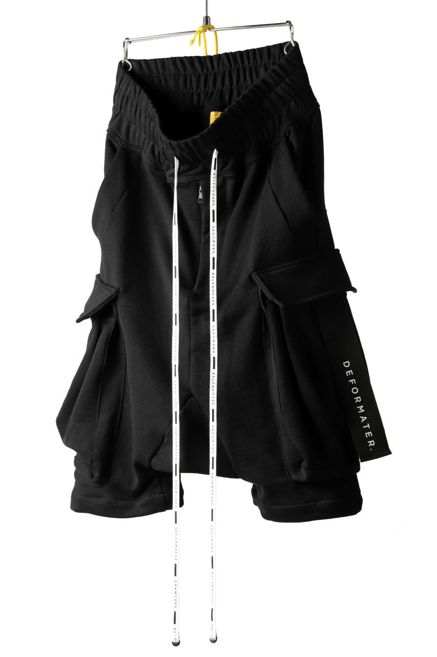 Load image into Gallery viewer, DEFORMATER.® 3D CONSTRUCTION CARGO SAROUEL SHORTS / HEAVY SWEAT (BLACK)