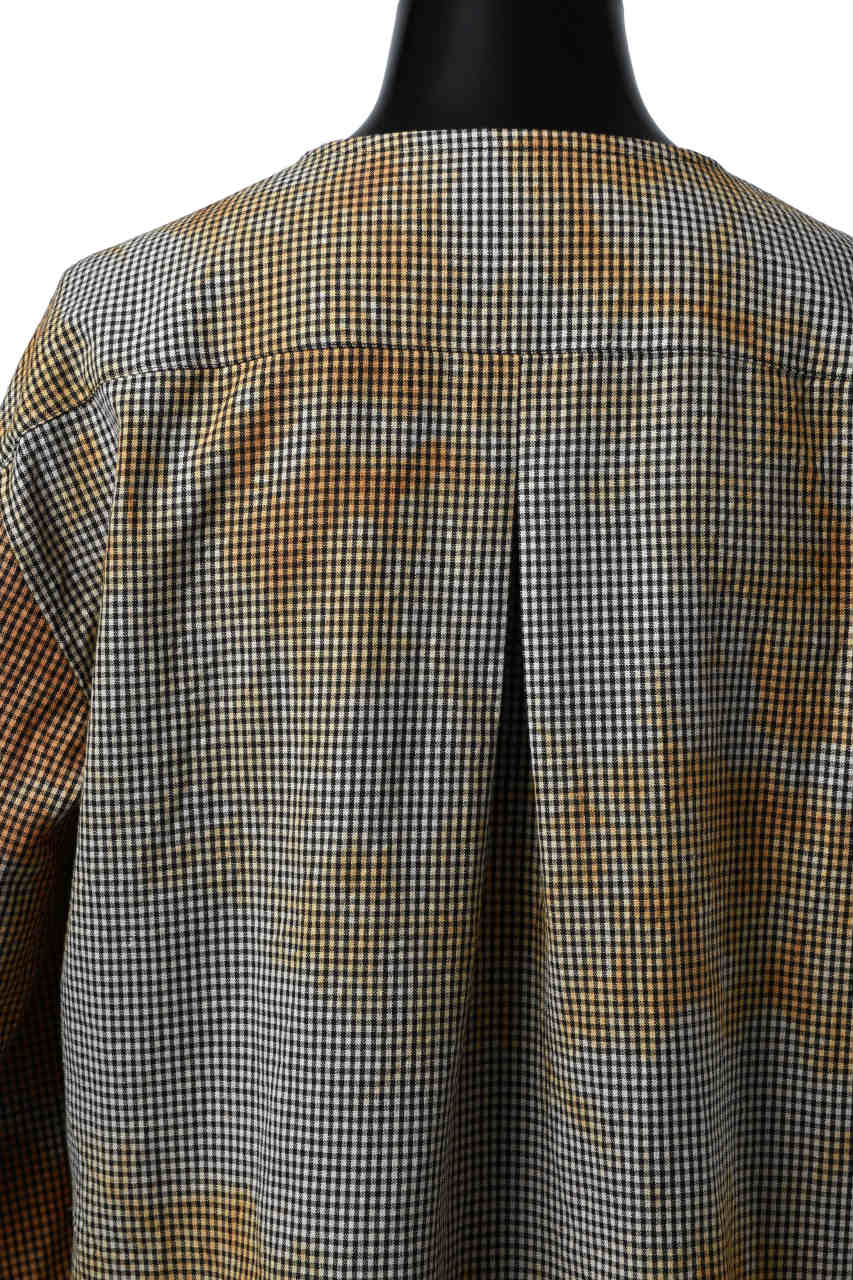 画像をギャラリービューアに読み込む, YUTA MATSUOKA exclusive round neck shirt / mottled dyeing dead stock woven (gingham check)