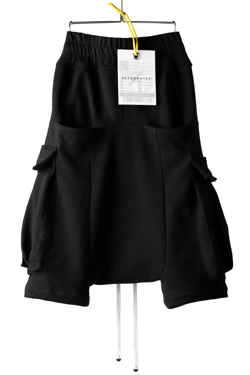 Load image into Gallery viewer, DEFORMATER.® 3D CONSTRUCTION CARGO SAROUEL SHORTS / HEAVY SWEAT (BLACK)