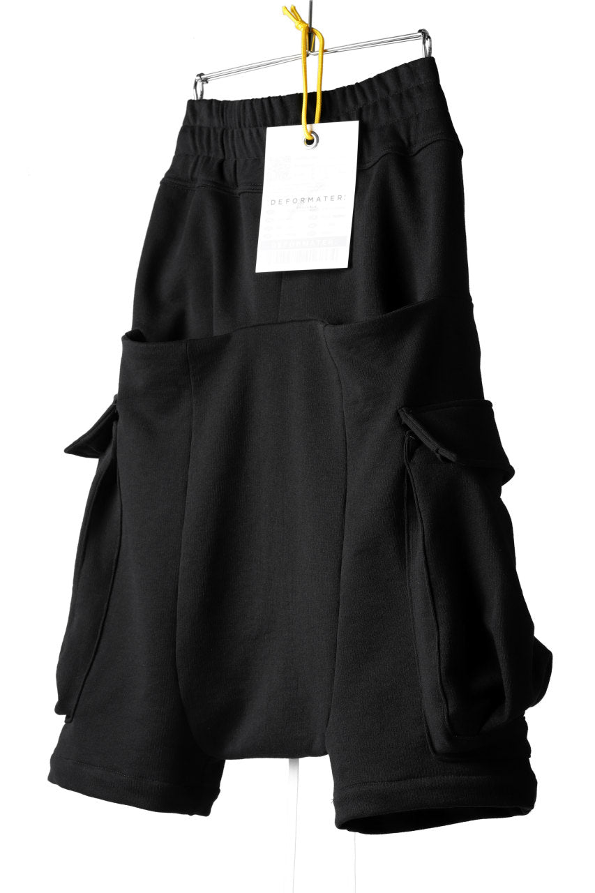 Load image into Gallery viewer, DEFORMATER.® 3D CONSTRUCTION CARGO SAROUEL SHORTS / HEAVY SWEAT (BLACK)