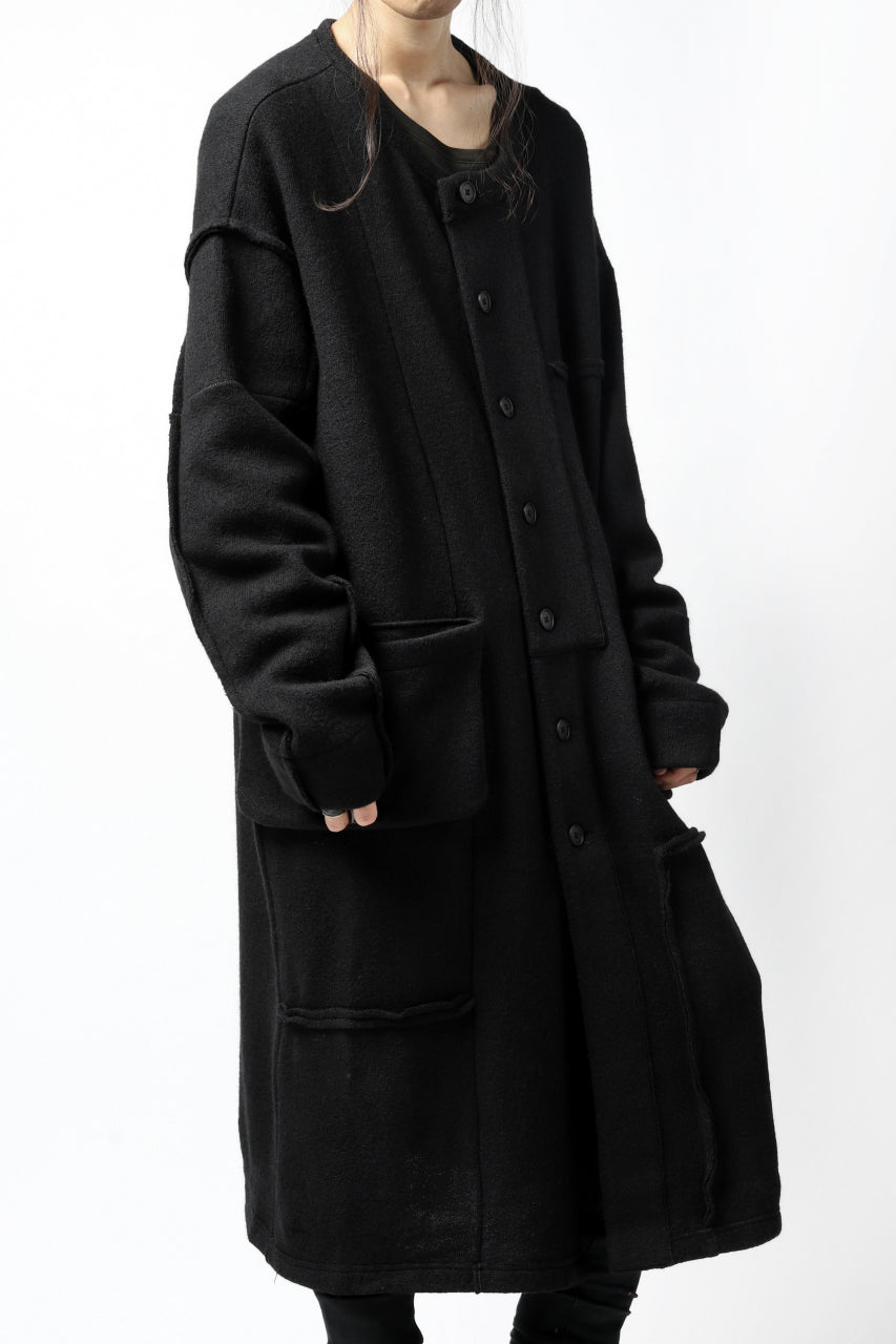 画像をギャラリービューアに読み込む, KLASICA SAB GENOU CARDIGAN-COAT / WOOL&COTTON JERSEY (BLACK)
