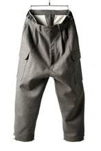 Load image into Gallery viewer, ISAMU KATAYAMA BACKLASH LOW CROTCH CARGO PANTS / CASHMERE WOOL MELTON (BLACK)