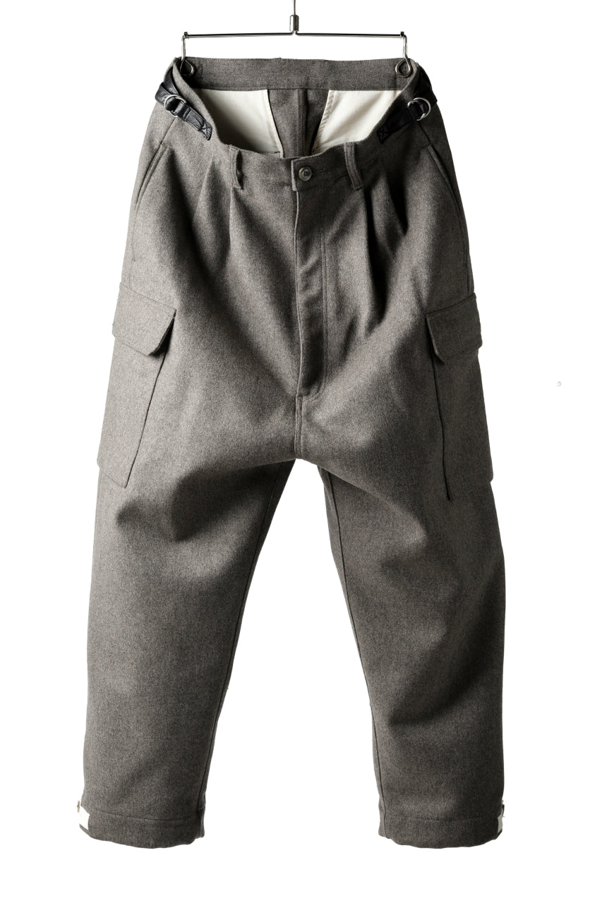 Load image into Gallery viewer, ISAMU KATAYAMA BACKLASH LOW CROTCH CARGO PANTS / CASHMERE WOOL MELTON (BLACK)