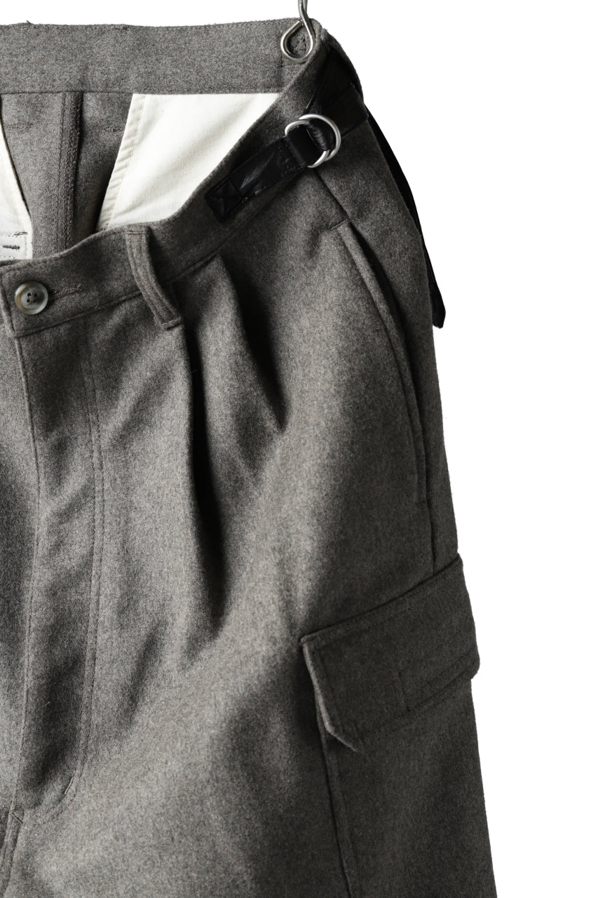 Load image into Gallery viewer, ISAMU KATAYAMA BACKLASH LOW CROTCH CARGO PANTS / CASHMERE WOOL MELTON (BLACK)