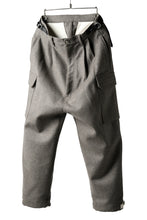 Load image into Gallery viewer, ISAMU KATAYAMA BACKLASH LOW CROTCH CARGO PANTS / CASHMERE WOOL MELTON (BLACK)