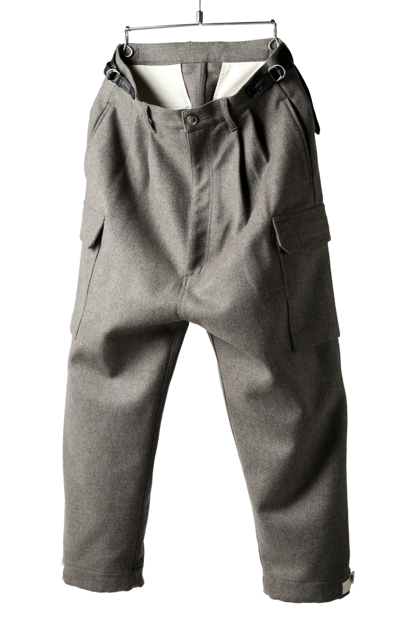 Load image into Gallery viewer, ISAMU KATAYAMA BACKLASH LOW CROTCH CARGO PANTS / CASHMERE WOOL MELTON (BLACK)
