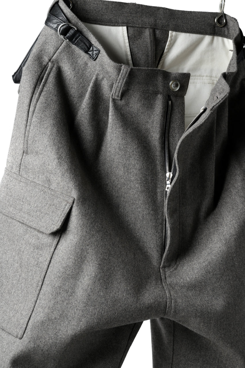 Load image into Gallery viewer, ISAMU KATAYAMA BACKLASH LOW CROTCH CARGO PANTS / CASHMERE WOOL MELTON (BLACK)