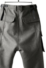 Load image into Gallery viewer, ISAMU KATAYAMA BACKLASH LOW CROTCH CARGO PANTS / CASHMERE WOOL MELTON (BLACK)
