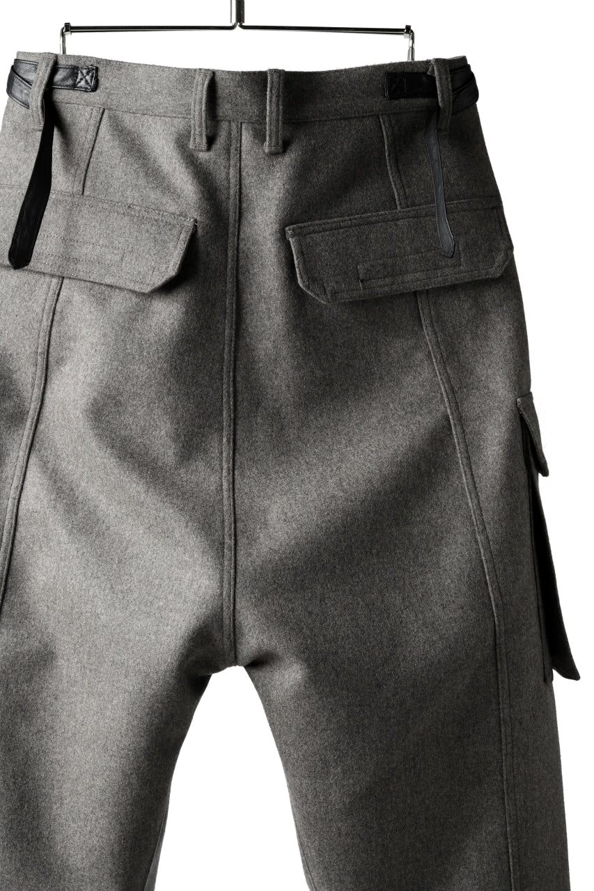 Load image into Gallery viewer, ISAMU KATAYAMA BACKLASH LOW CROTCH CARGO PANTS / CASHMERE WOOL MELTON (BLACK)