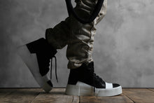 画像をギャラリービューアに読み込む, BORIS BIDJAN SABERI HORSE LEATHER MID CUT SNEAKER / WASHED & HAND TREATED "BAMBA1.1-SIN" (BLACK x WHITE)