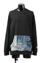 画像をギャラリービューアに読み込む, RESURRECTION HANDMADE remake sweat L/S with vintage denim pocket (BLACK#A)